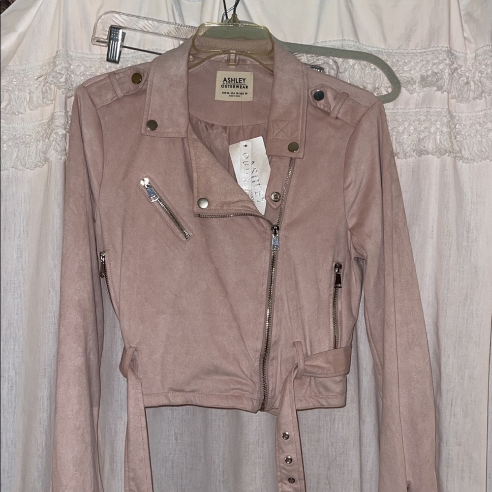 Faux Suede Blush Moto Jacket